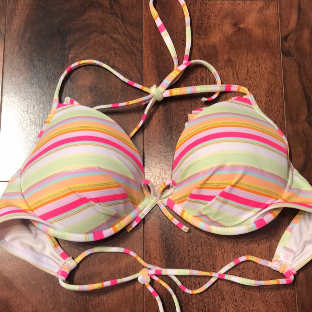 colorful striped victoria’s secret bathing suit